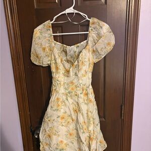 J. Peterman Floral Skirt with Yellow and Green Accents